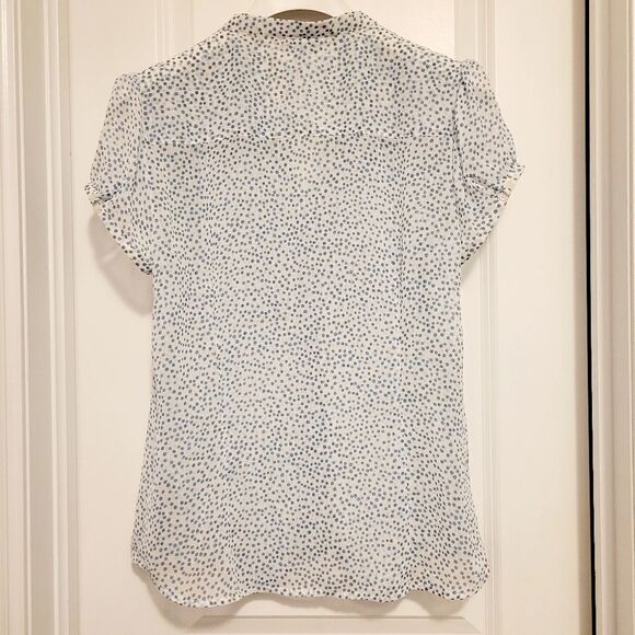 2/$20 Cleo blue & white dot pattern top buttons down shirt blouse - Picture 5 of 5